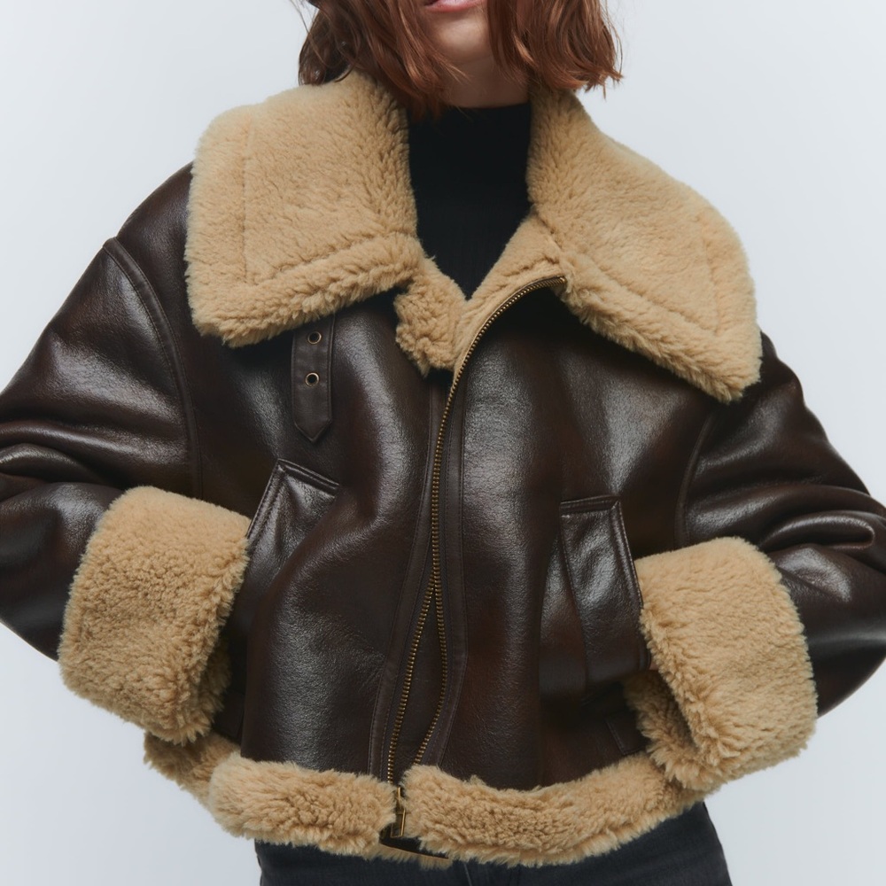 Zara Brown and Tan Teddy Jacket